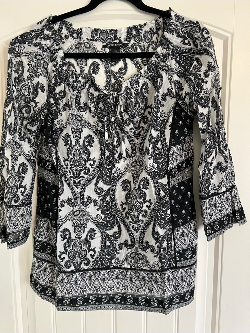 Lucky Brand Black & White Paisley Blouse